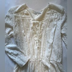 White Romper with Embroidered Details